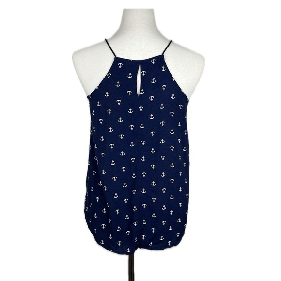 No Boundaries Nautical Navy Anchor Spaghetti Strap Tank Top Novelty Seaside Sz S - Picture 2 of 10